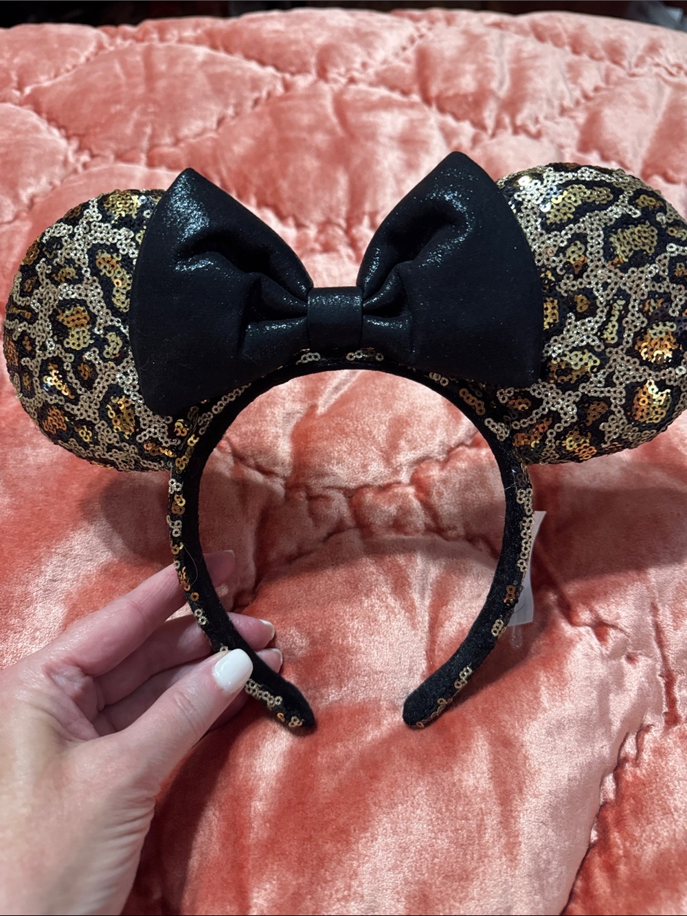 Disney Gold and Black Sequin Leopard Minnie Ear Headband